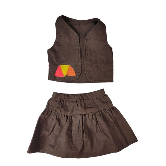 Brownie Scout Outfit Clothes for 18" Doll Vest Skirt Top Hook Loop Close AG OG - Picture 6 of 10